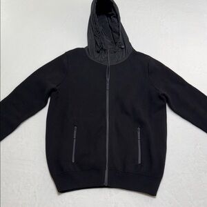Men's Black Sweater Jacket with Rain Hood